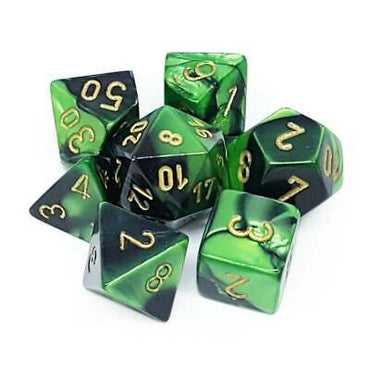 RPG Dice Set: Gemini Black Green with Gold