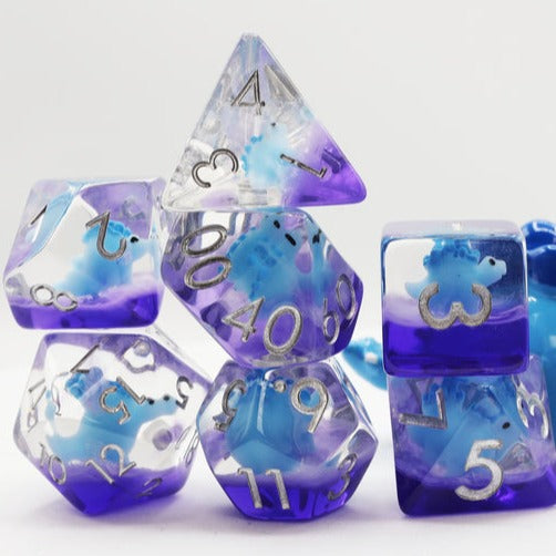 RPG Dice Set - Blue Stegosaurus
