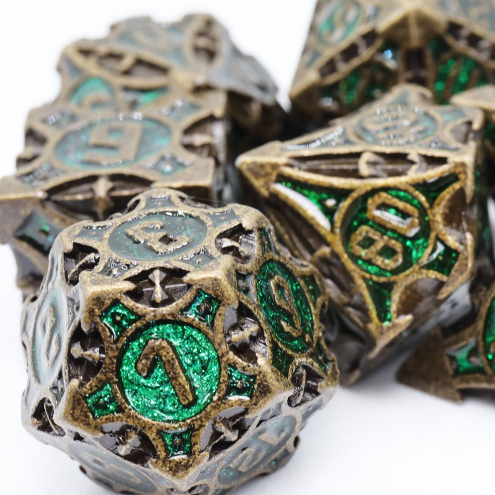 Metal RPG Dice Set - Ancient Forest Arrow