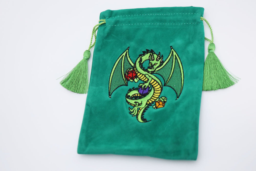 Embroidered Dice Bag - Green Dragon
