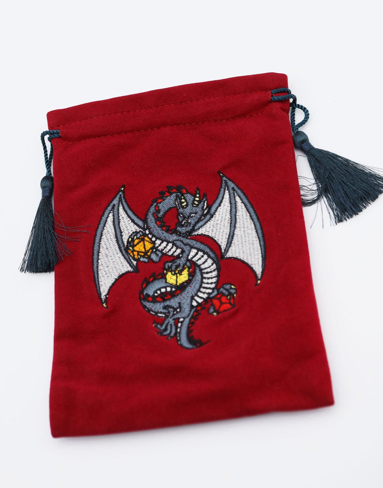 Embroidered Dice Bag - Black Dragon