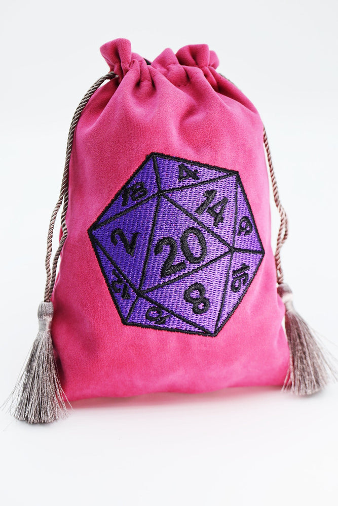 Embroidered Dice Bag - Purple D20