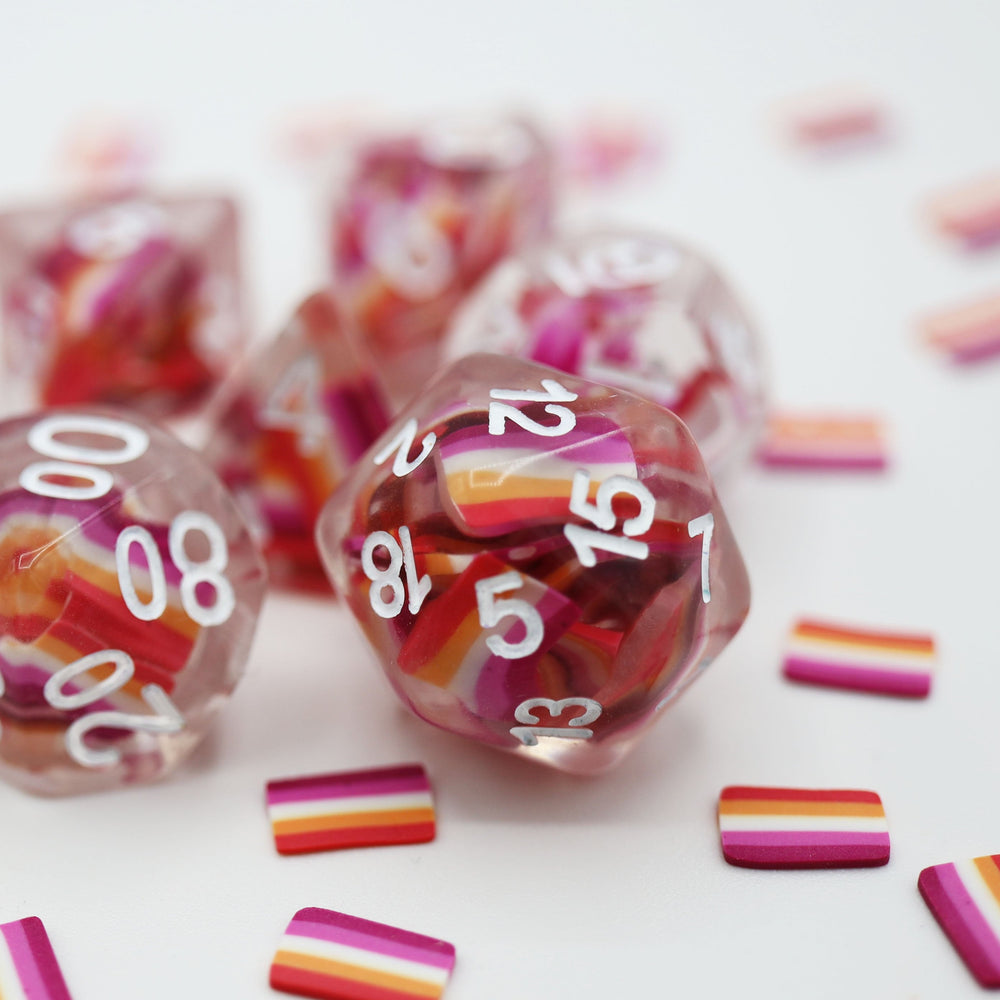 RPG Dice Set - Pride Lesbian Flag
