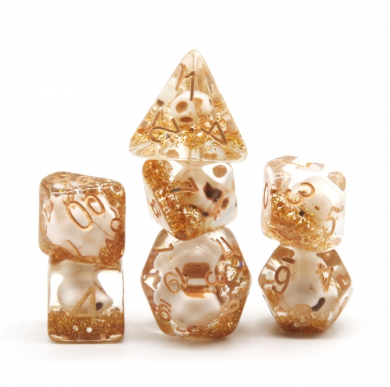 RPG Dice Set - Skull & Gold Glitter
