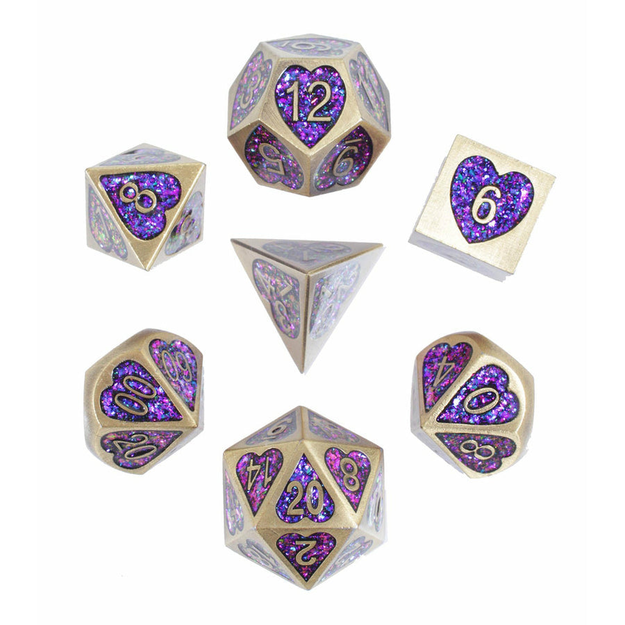 Metal RPG Dice Set with Wood Box - Heartbreaker