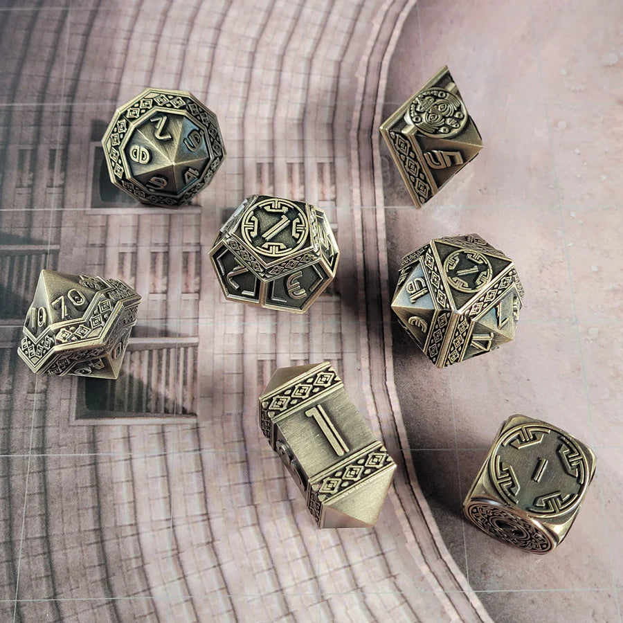 Metal RPG Dice Set - Nahuatl's Chance (Bronze)