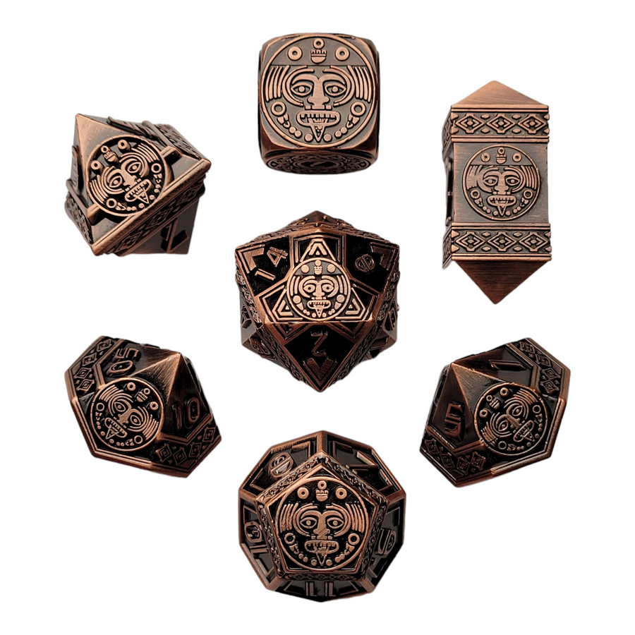 Metal RPG Dice Set - Nahuatl's Chance (Copper)