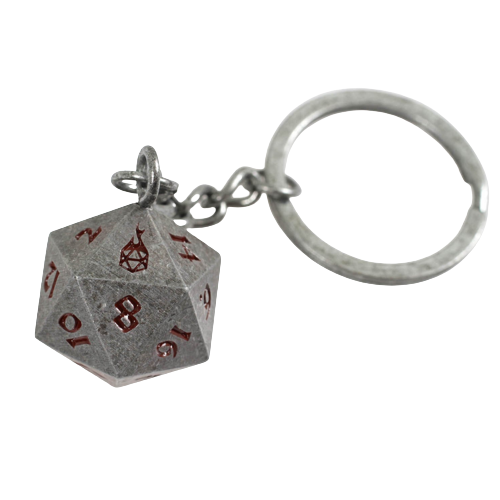 Fob of Fate - Metal D20 Keychain: Iron Red
