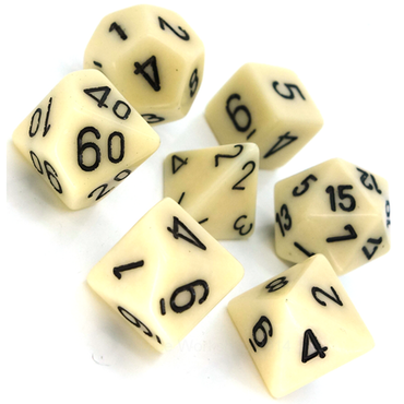 RPG Dice Set: Opaque Ivory with Black