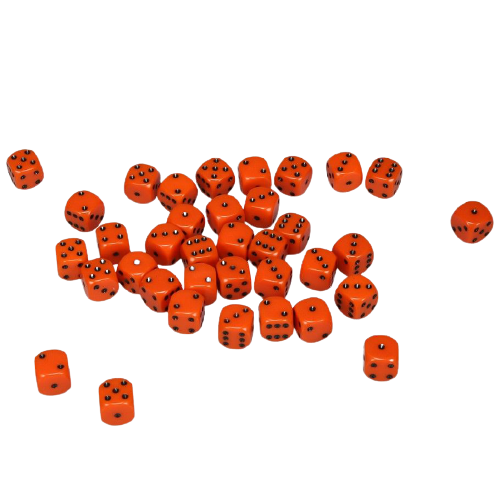 D6 Dice Block: Opaque Orange with Black - 12mm (36)