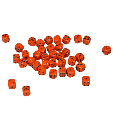 D6 Dice Block: Opaque Orange with Black - 12mm (36)