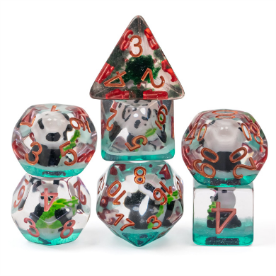 RPG Dice Set - Panda in Bamboo