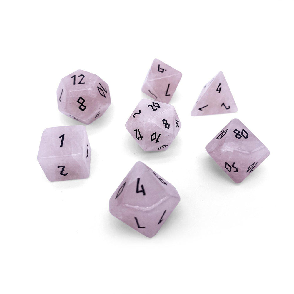 Gemstone RPG Dice Set - Rose Quartz (7-Piece)
