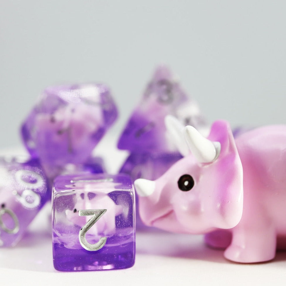 RPG Dice Set - Pink Triceratops