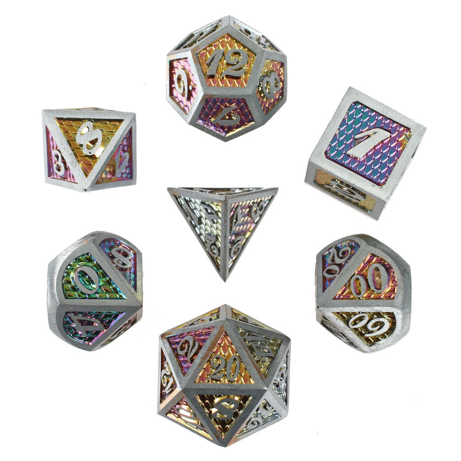 Metal RPG Dice Set - Rainbow Dragon