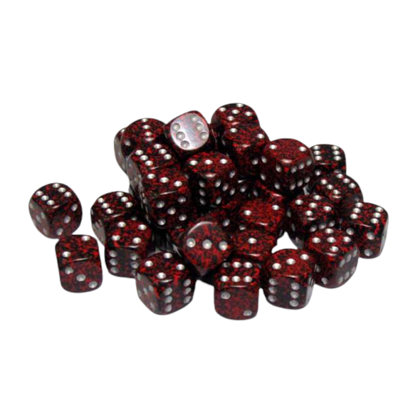 D6 Dice Block: Speckled Volcano with Silver - 12mm (36)
