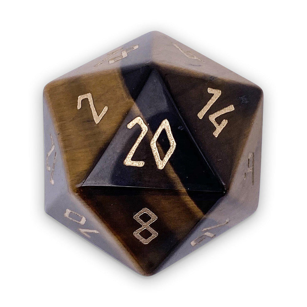 Gemstone D20 Boulder - Tiger's Eye