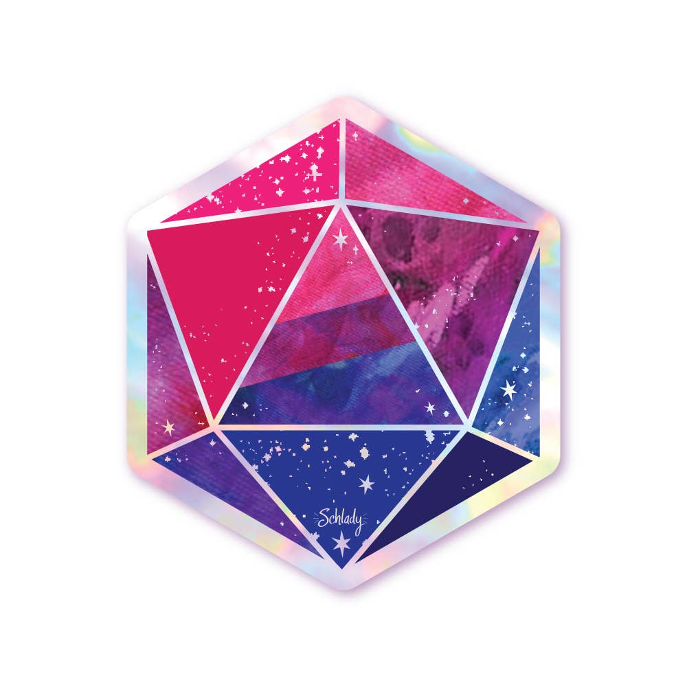 Holographic Pride Sticker - D20 Bisexual