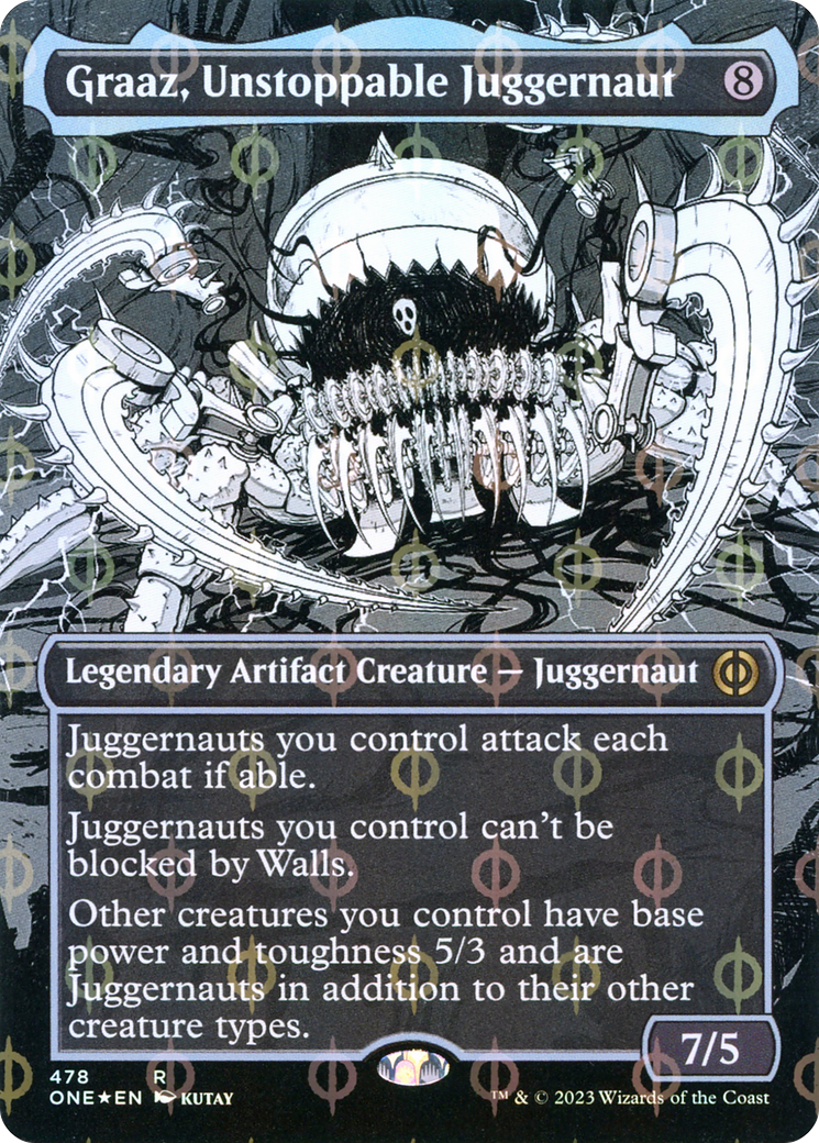 Graaz, Unstoppable Juggernaut (Borderless Manga Step-and-Compleat Foil) [Phyrexia: All Will Be One]