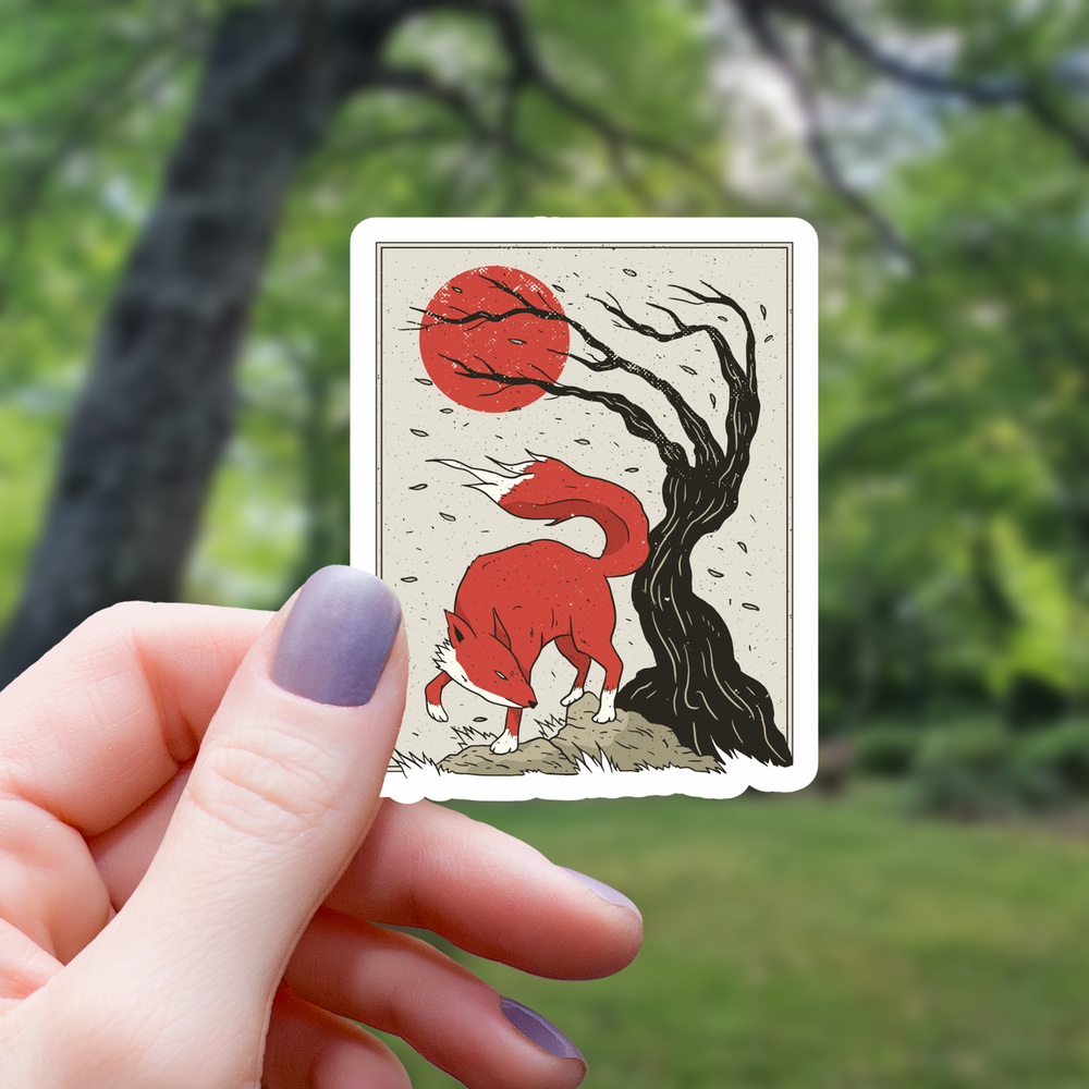 Vinyl Sticker - Japanese Style Fox Painting