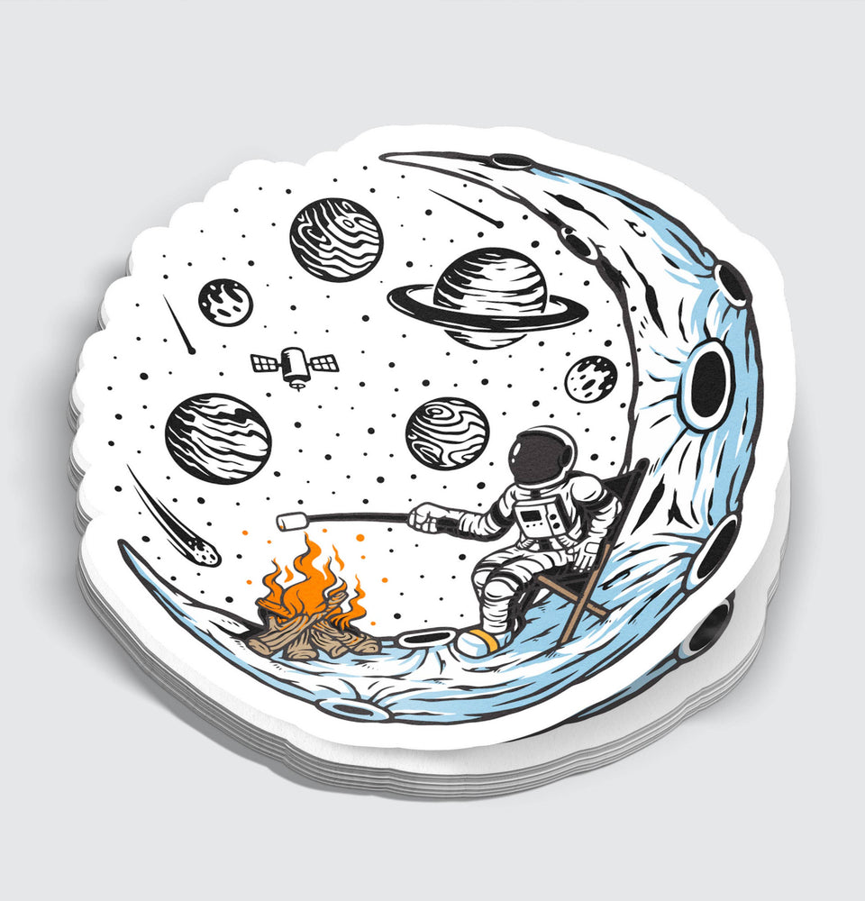 Vinyl Sticker - Astronaut Roasting Marshmallows