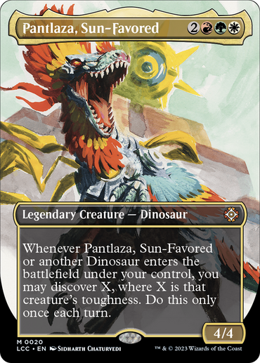 Pantlaza, Sun-Favored (Borderless) [The Lost Caverns of Ixalan Commander]