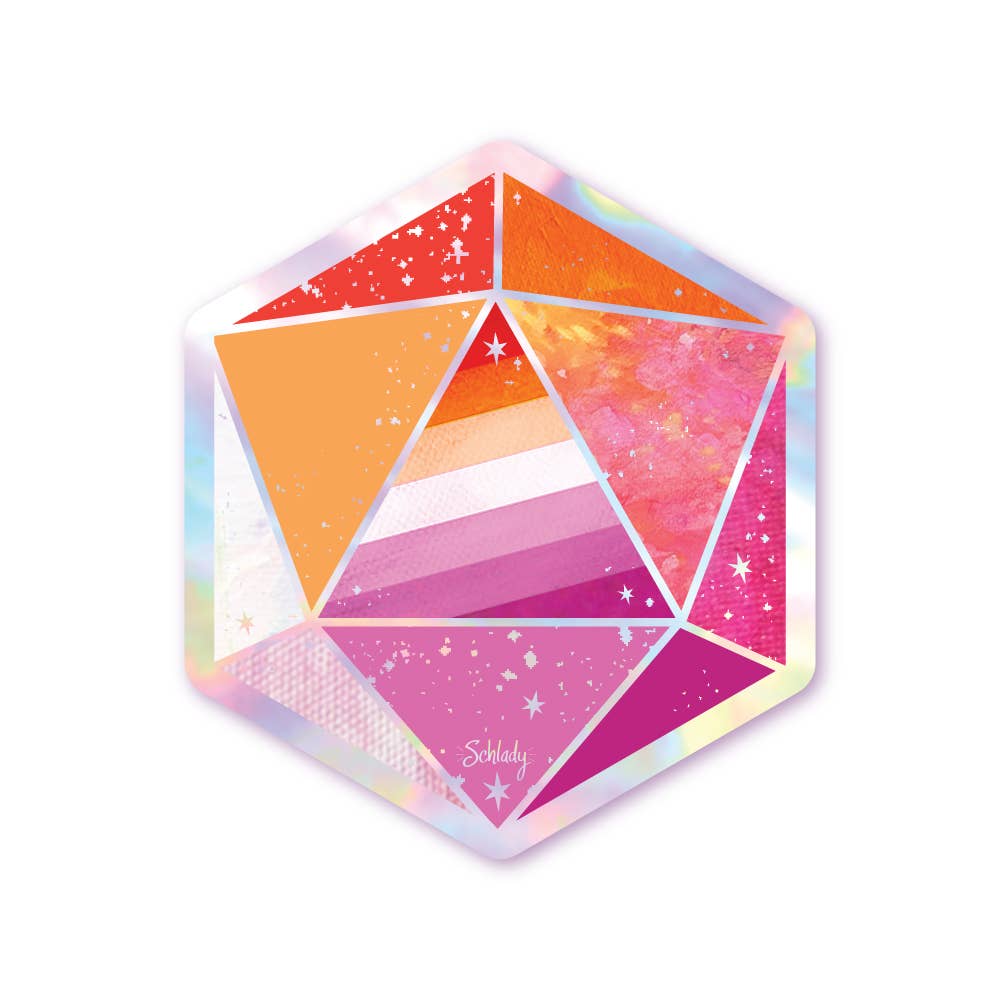 Holographic Pride Sticker - D20 Lesbian