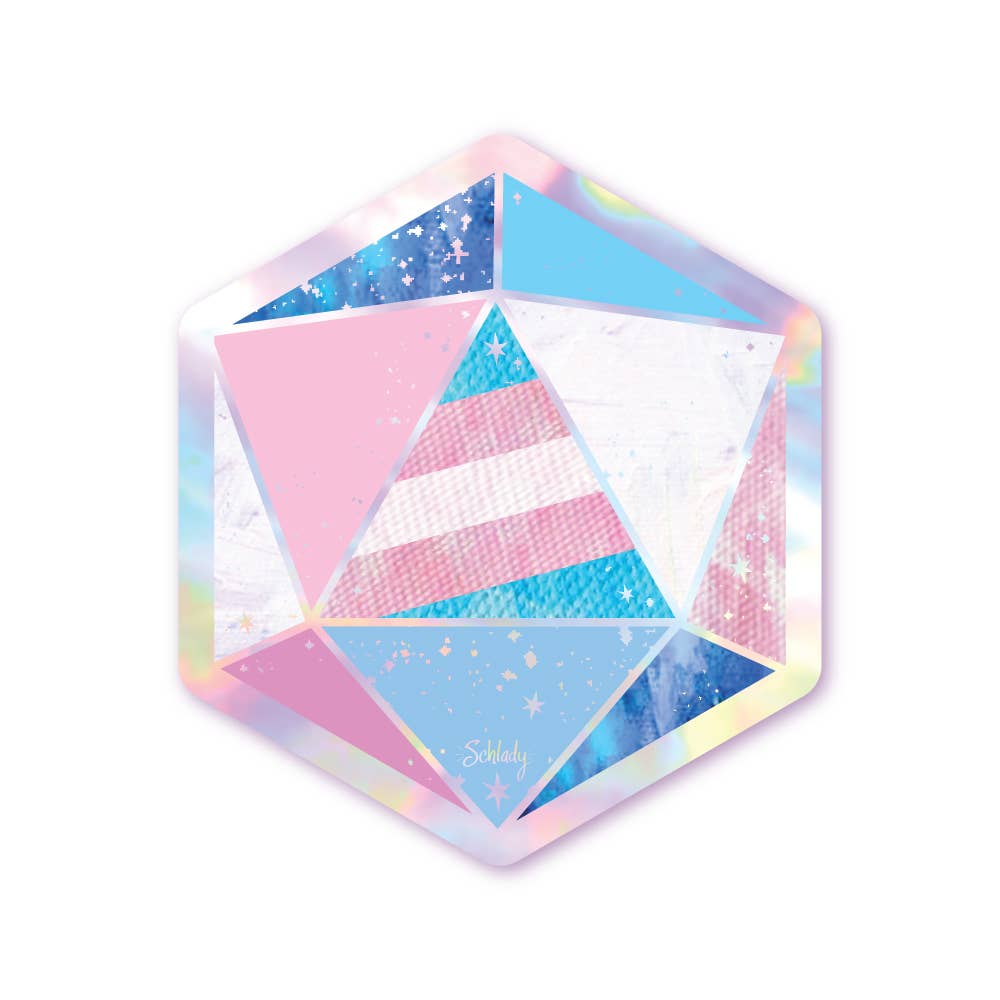 Holographic Pride Sticker - D20 Transgender