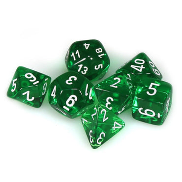 RPG Dice Set: Translucent Green with White