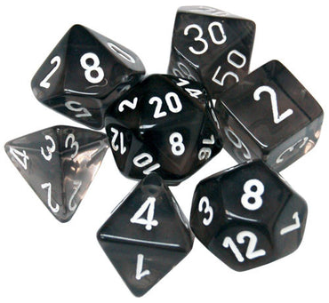 RPG Dice Set: Translucent Smoke with White