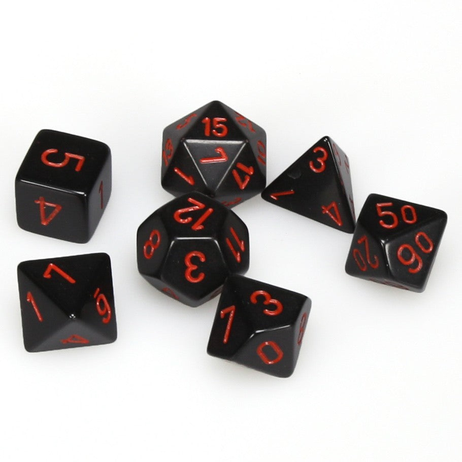 RPG Dice Set: Opaque Black with Red