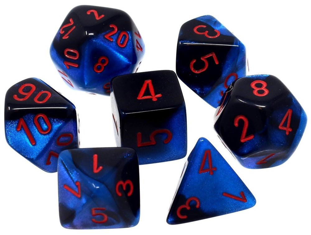 Mini RPG Dice Set: Gemini Black/Starlight with Red