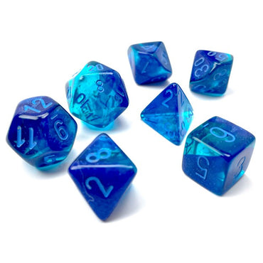 RPG Dice Set: Gemini Blue/White with Light Blue