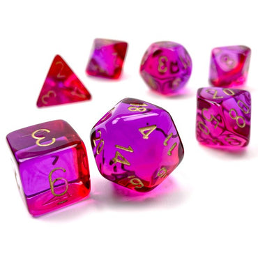 RPG Dice Set: Gemini Translucent Red/Violet with Gold