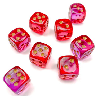 D6 Dice Block: Gemini Translucent Red/Violet with Gold - 12mm (36)