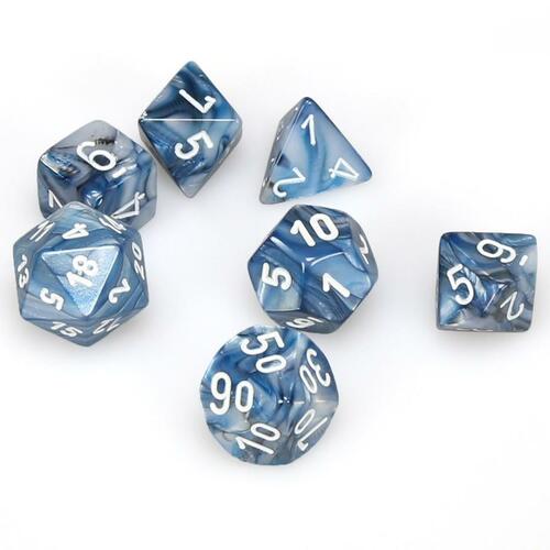 RPG Dice Set: Lustrous Slate with White