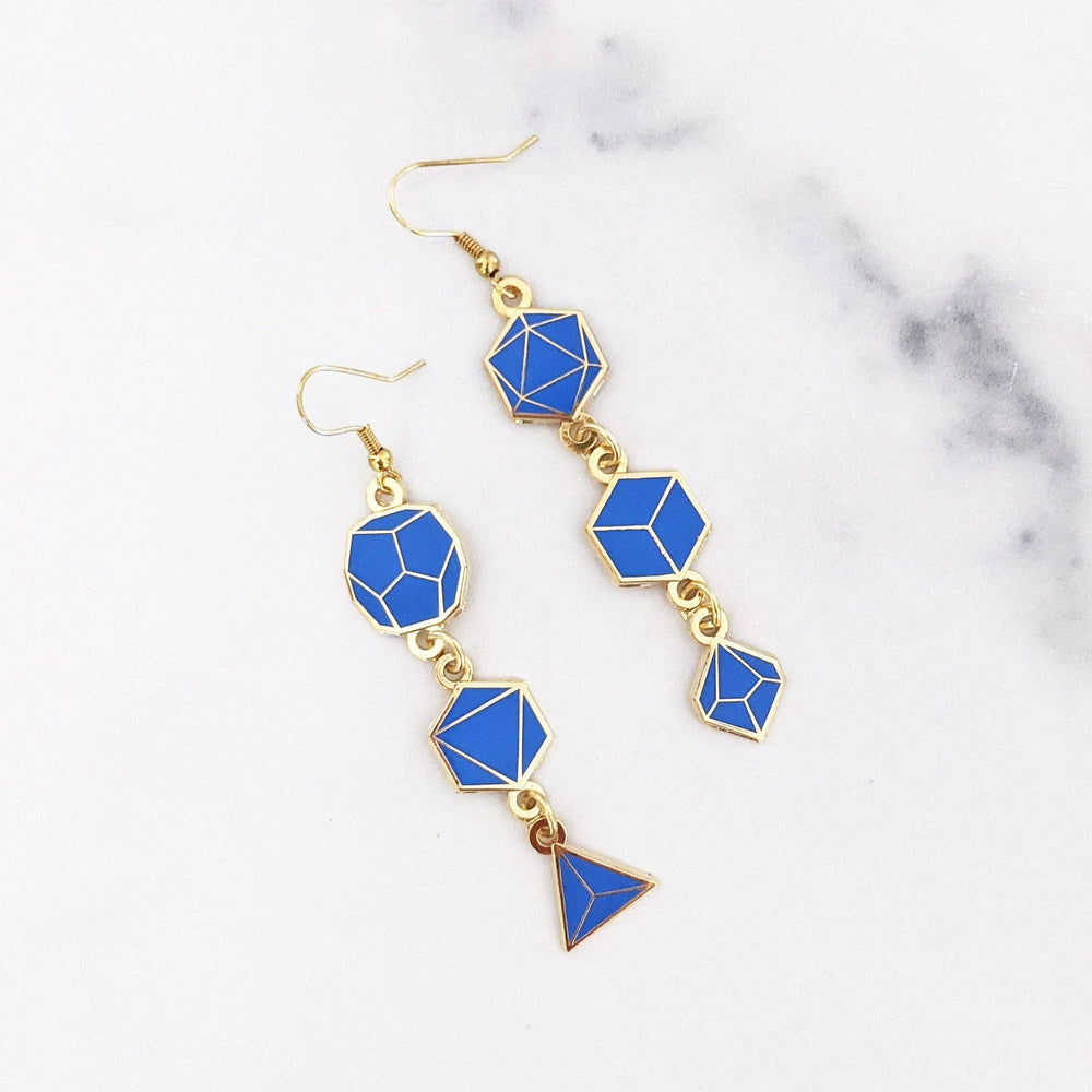 Dice Dangle Earrings - Blue