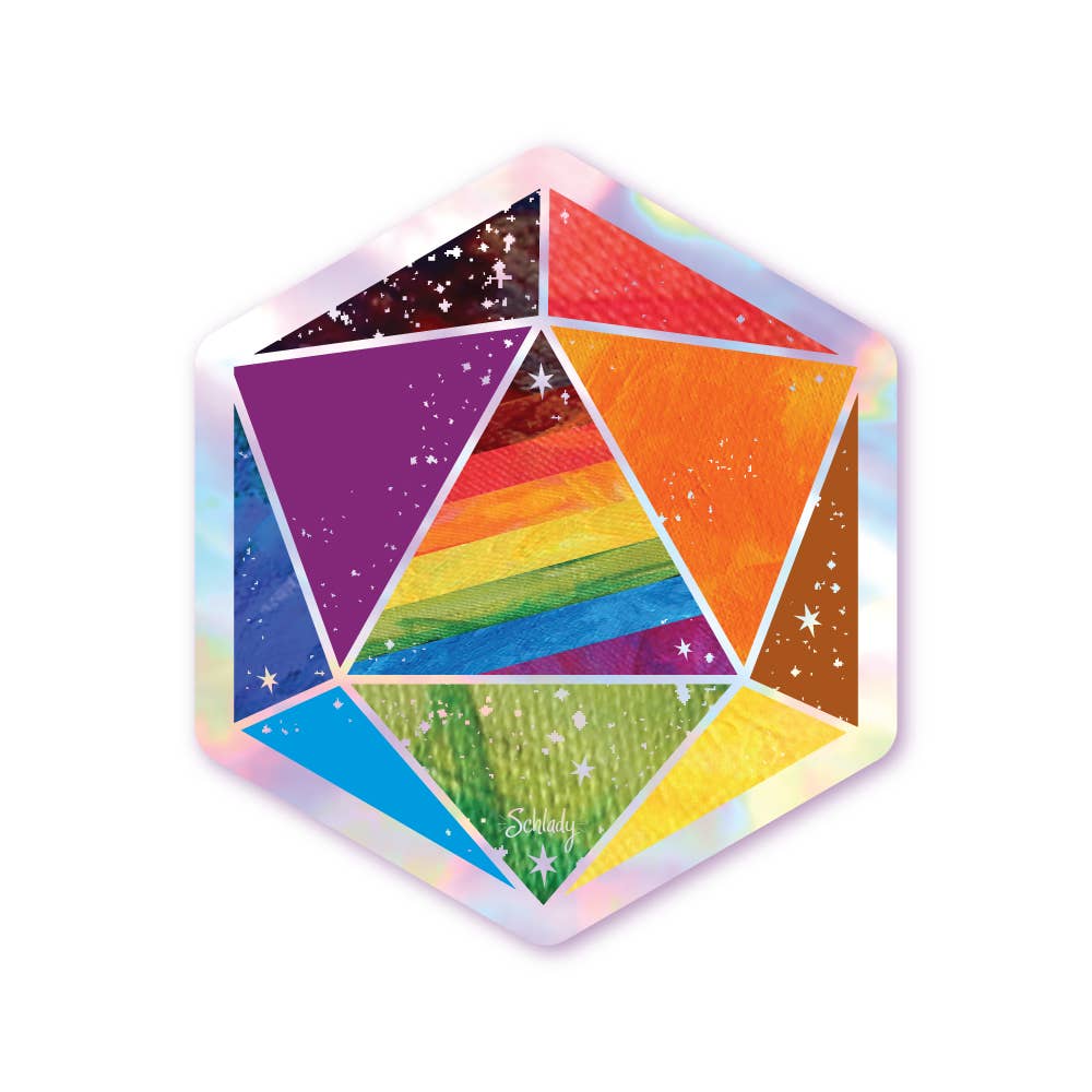 Holographic Pride Sticker - D20 Rainbow