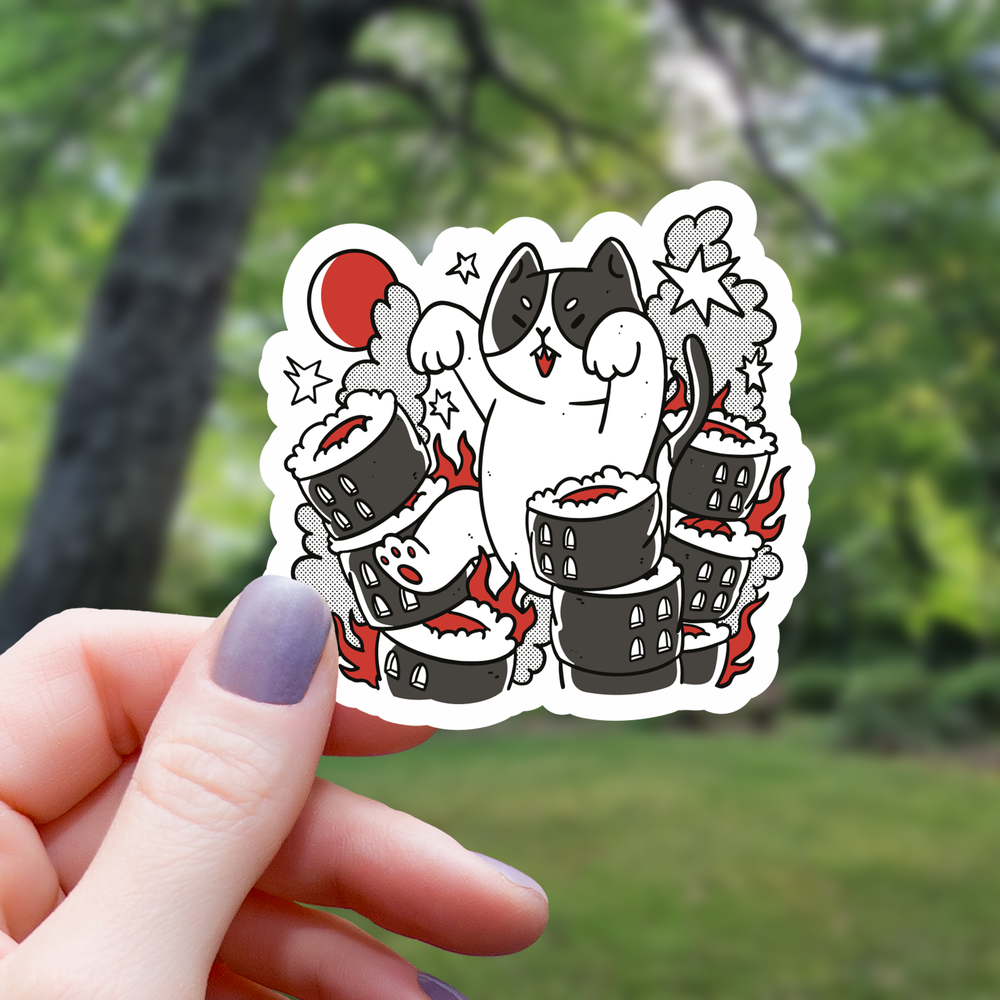 Vinyl Sticker - Cat Monster Sushi City