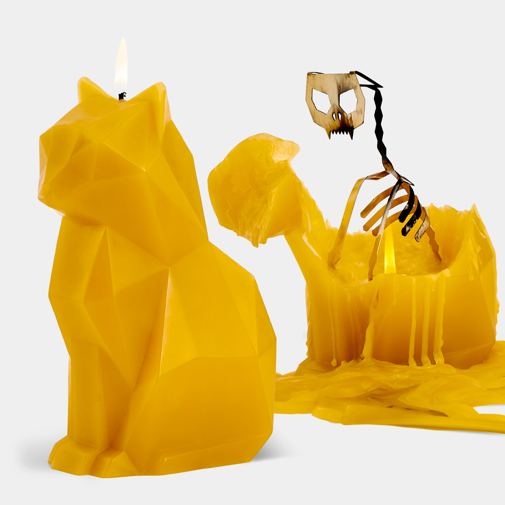 PyroPet Candle - Kisa Cat Skeleton (Mustard Yellow)