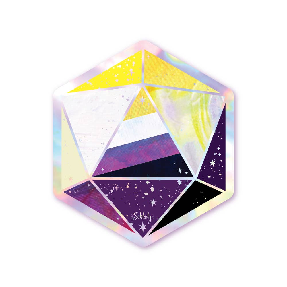 Holographic Pride Sticker - D20 Nonbinary