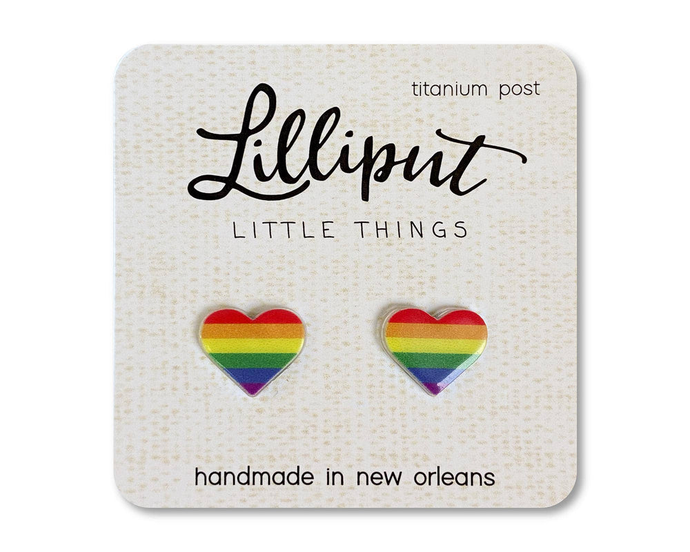 Pride Earrings - Rainbow Heart
