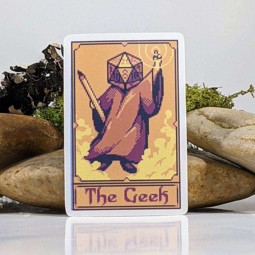 Vinyl Sticker - The Geek Polyhedral Dice Tarot Card