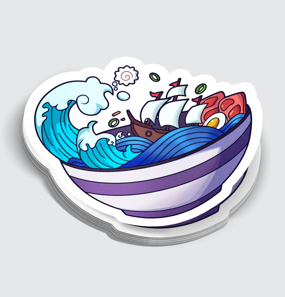 Vinyl Sticker - Ship Sailing Rough Ramen Seas