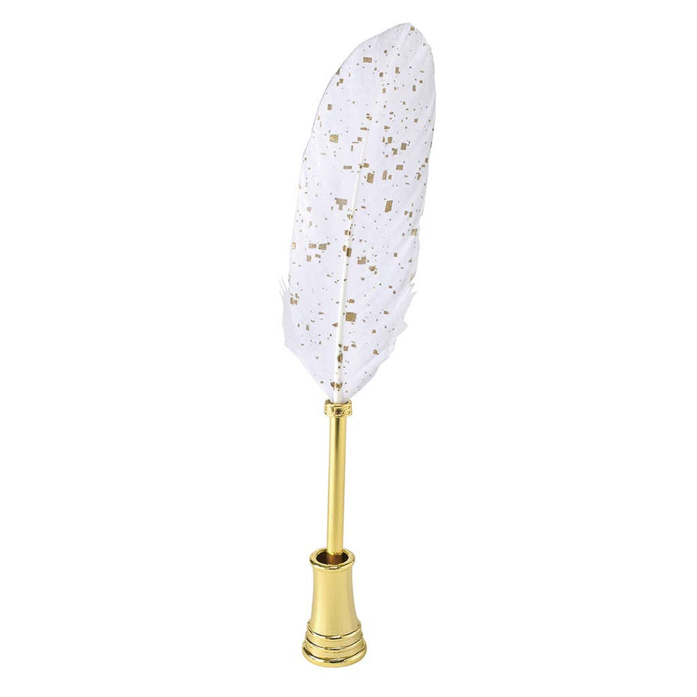 Quill Ballpoint Pen & Stand - Sparkling White