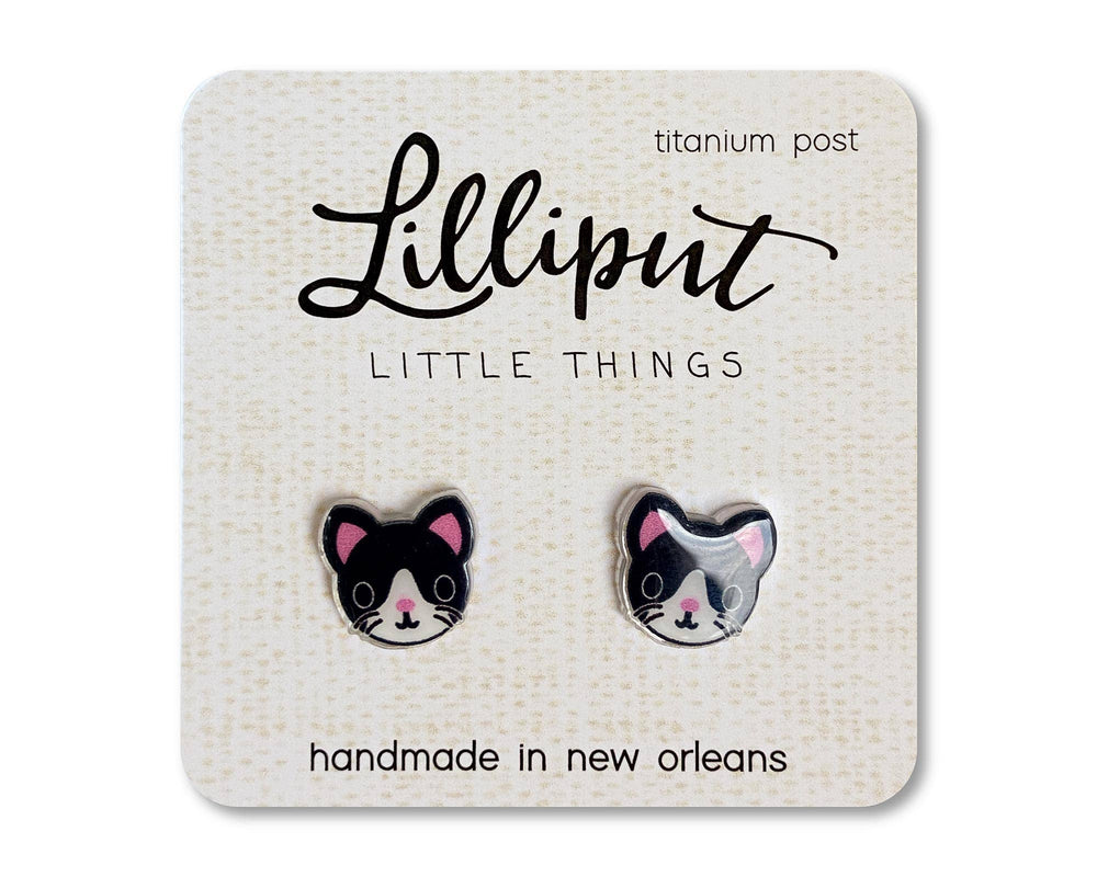 Kitty Cat Earrings - Tuxedo