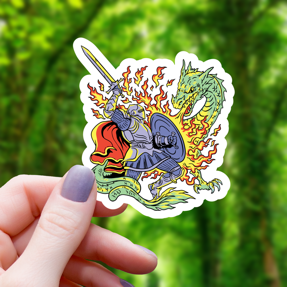 Vinyl Sticker - Knight Fighting Dragon