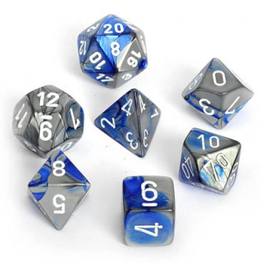 RPG Dice Set: Gemini Blue Steel with White