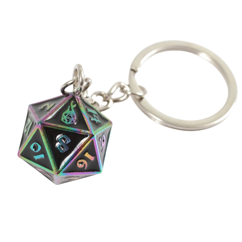 Fob of Fate - Metal D20 Keychain: Guardian Spectrum Black