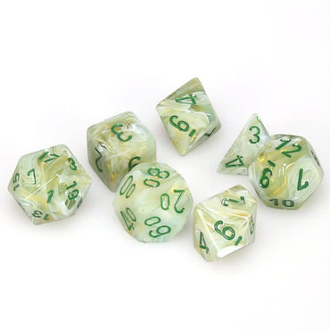 RPG Dice Set: Marble Green with Dark Green